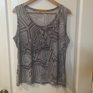 Ellen Tracy size XL black and white geometric print dressy top